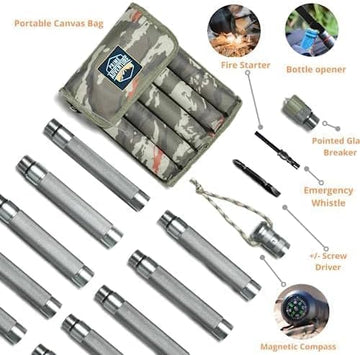 Hiking Tactical Stick Walking Staff 15 in 1 | 8 Tubes